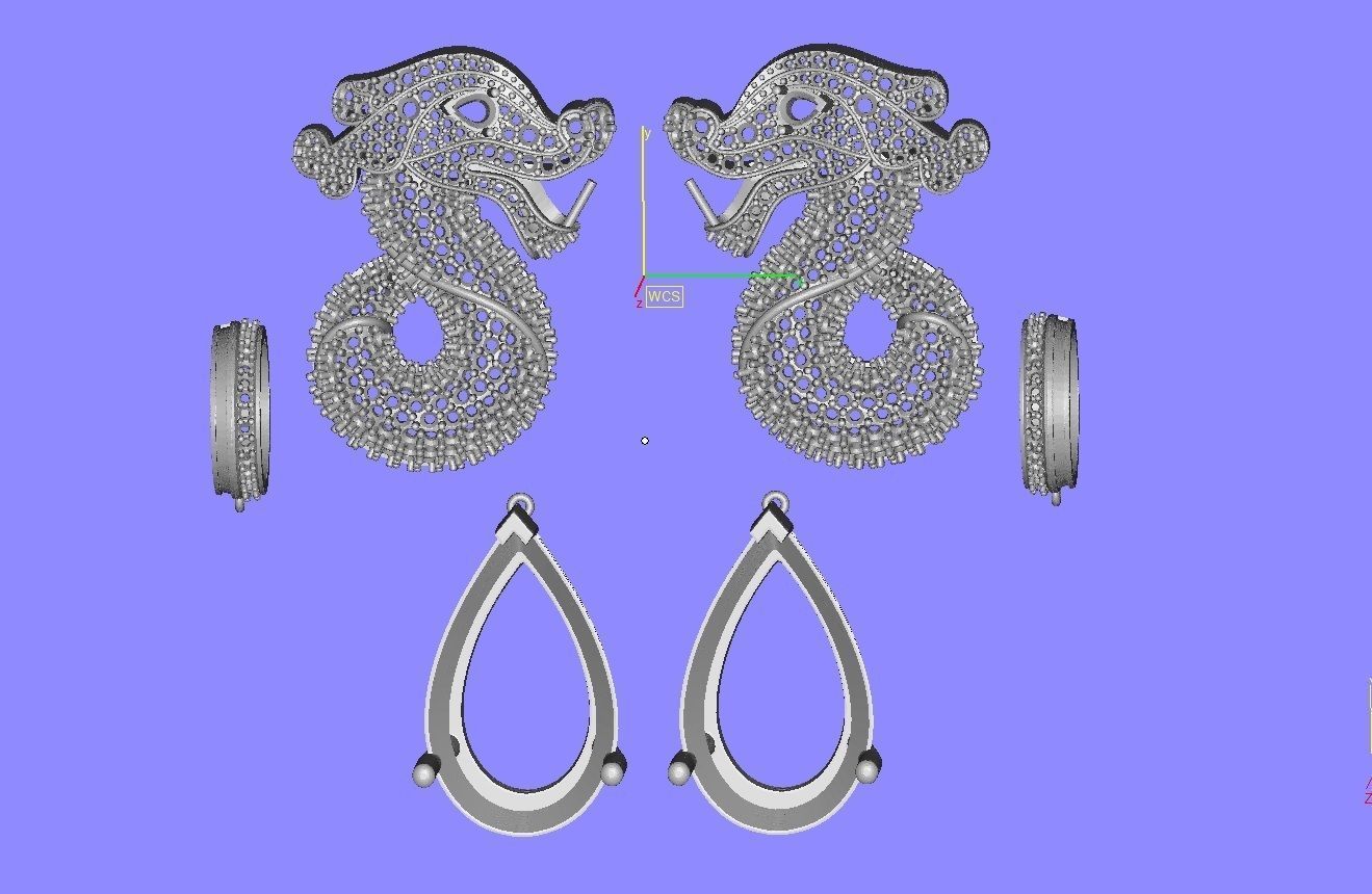 Seahorse Hip Hop Earring 3D print model_11