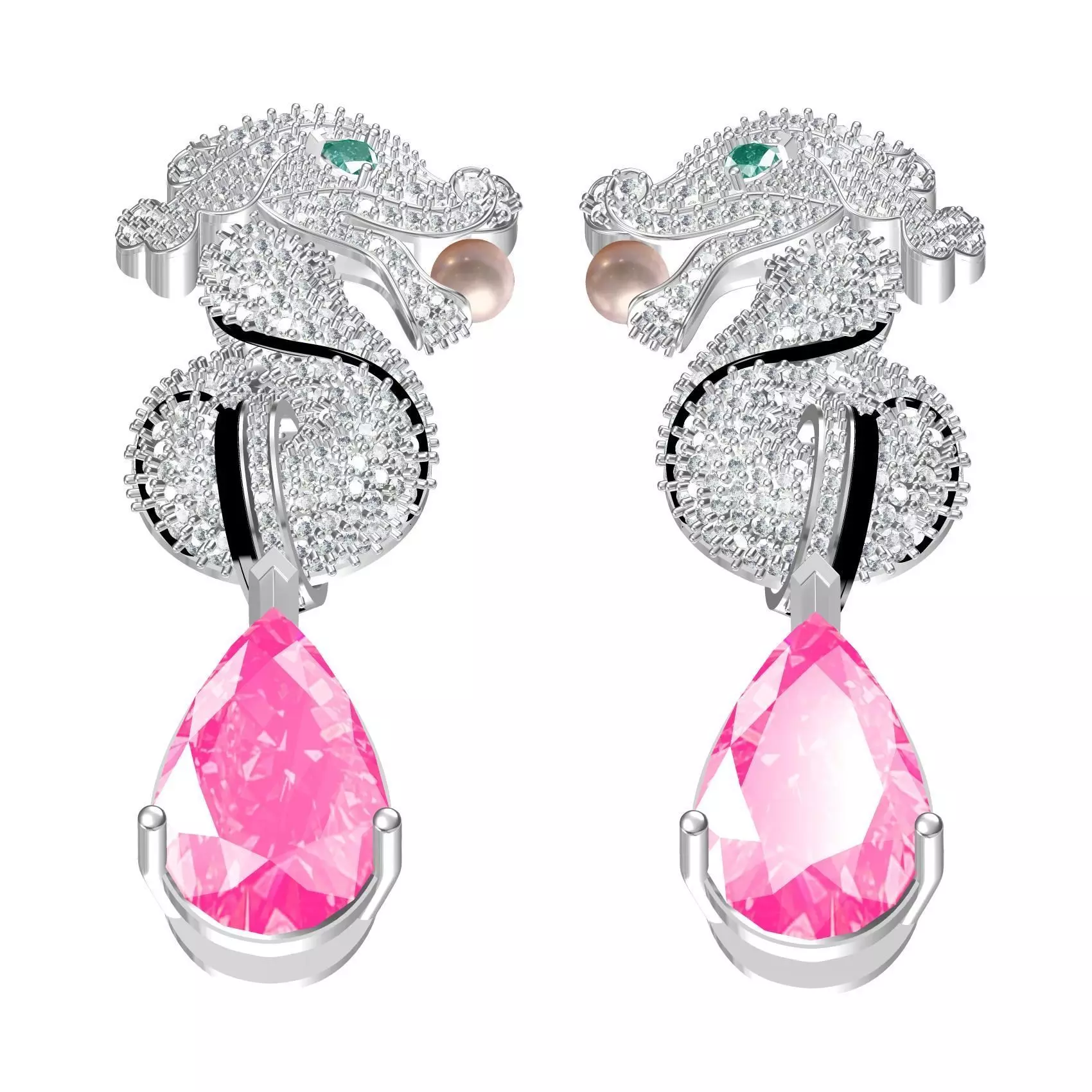 Seahorse Hip Hop Earring 3D print model_0