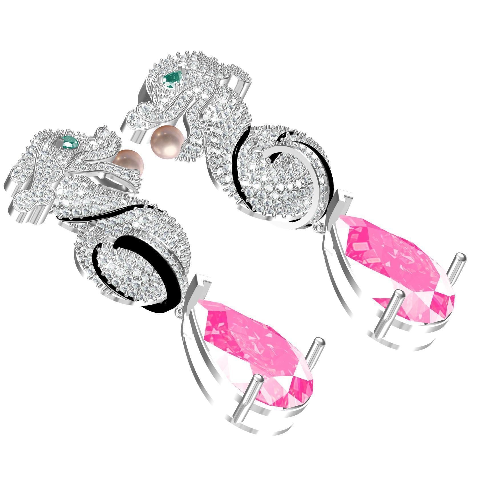 Seahorse Hip Hop Earring 3D print model_7