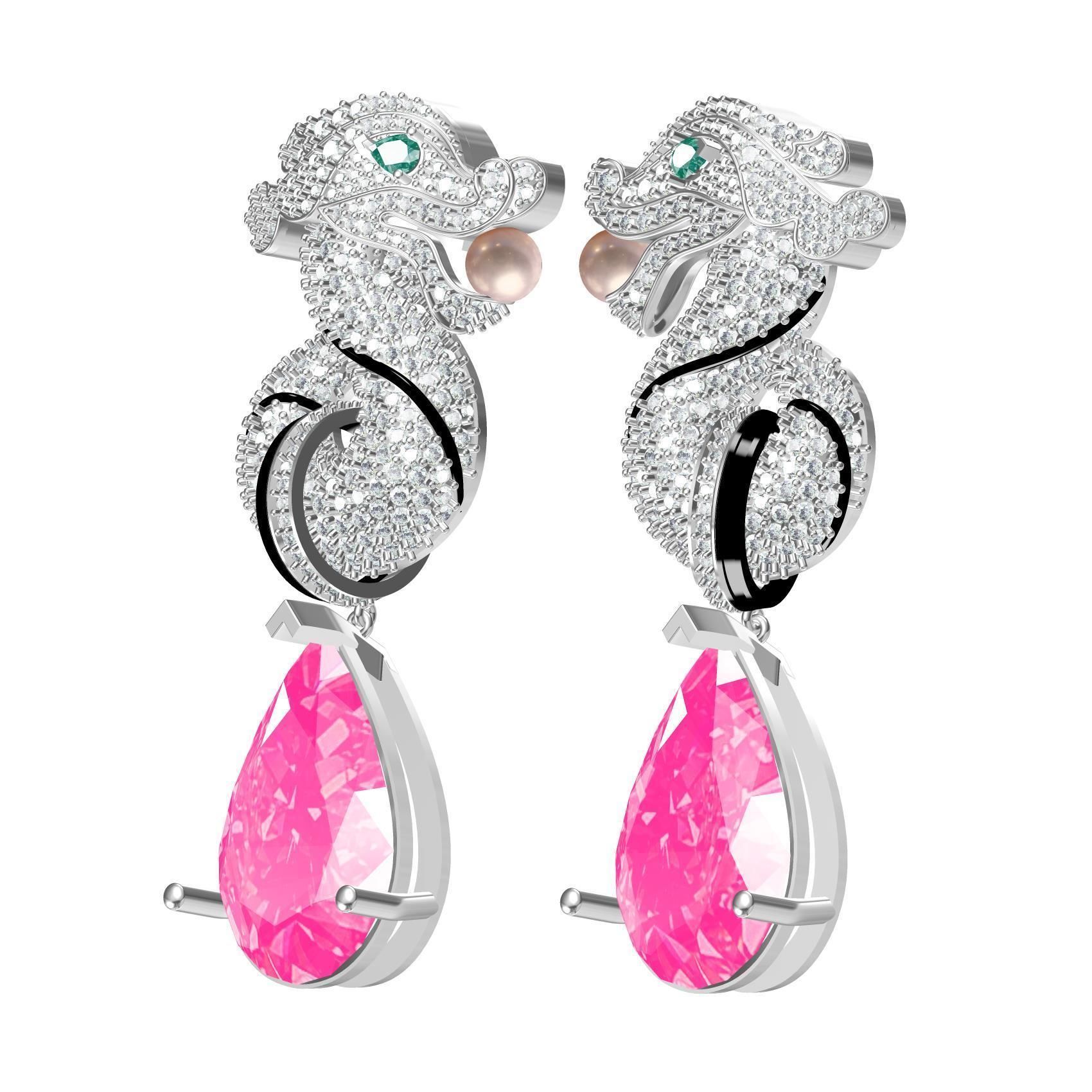 Seahorse Hip Hop Earring 3D print model_4