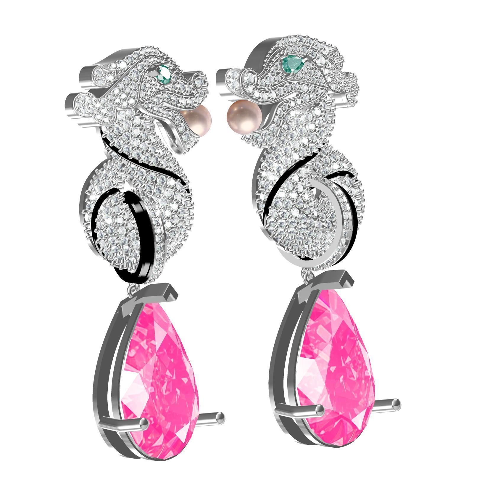 Seahorse Hip Hop Earring 3D print model_5