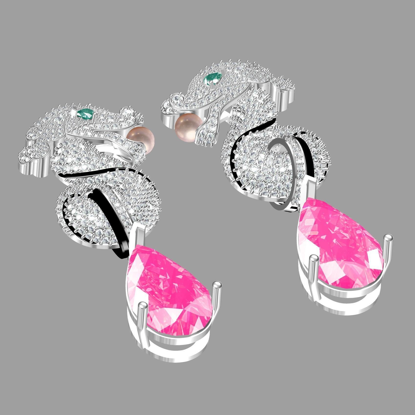 Seahorse Hip Hop Earring 3D print model_9