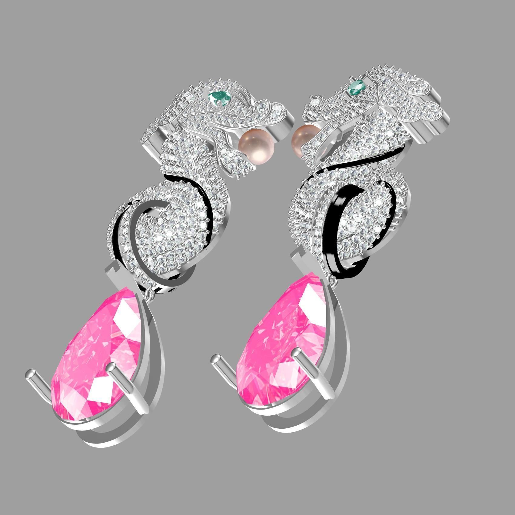 Seahorse Hip Hop Earring 3D print model_8