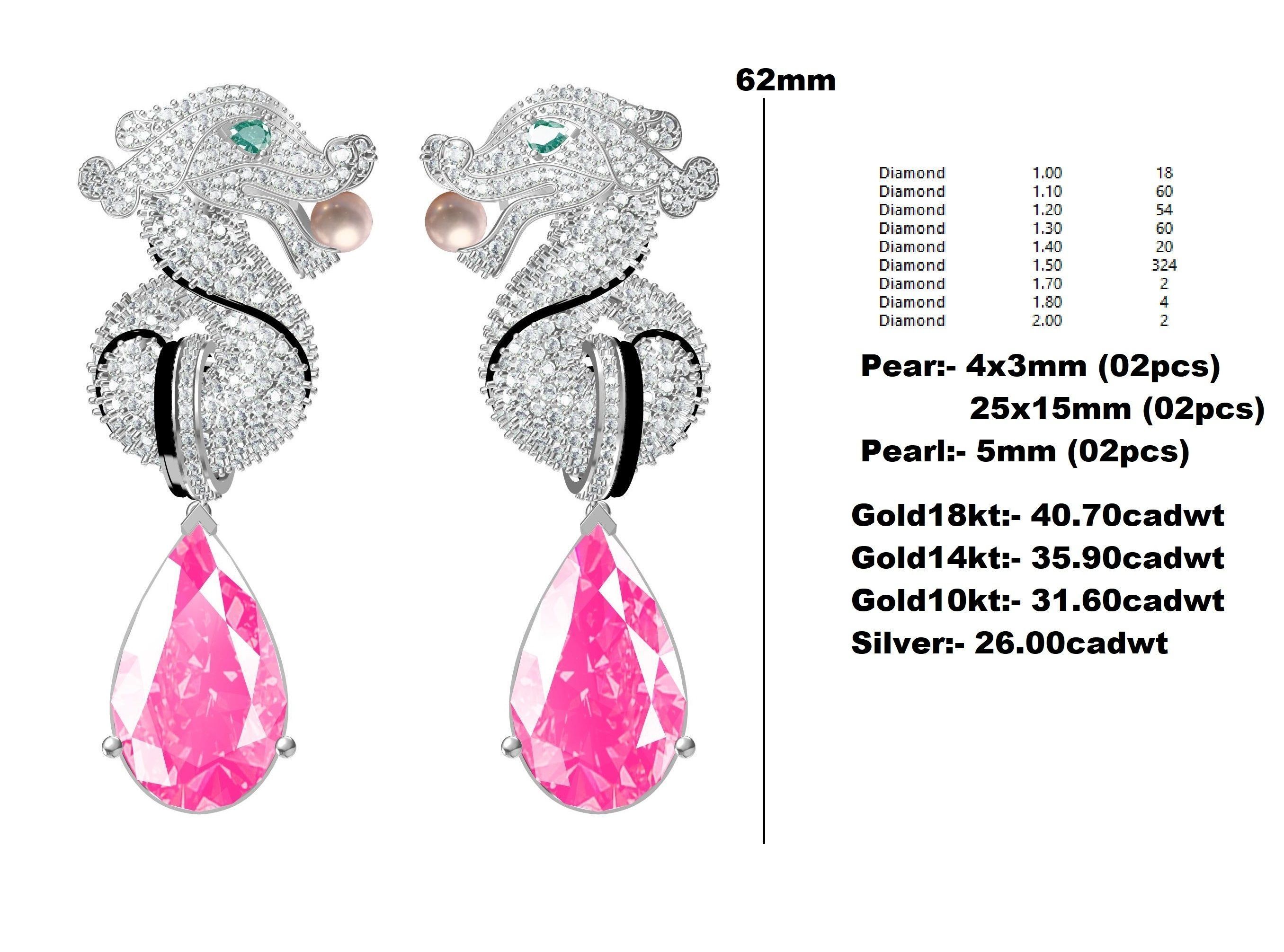 Seahorse Hip Hop Earring 3D print model_1