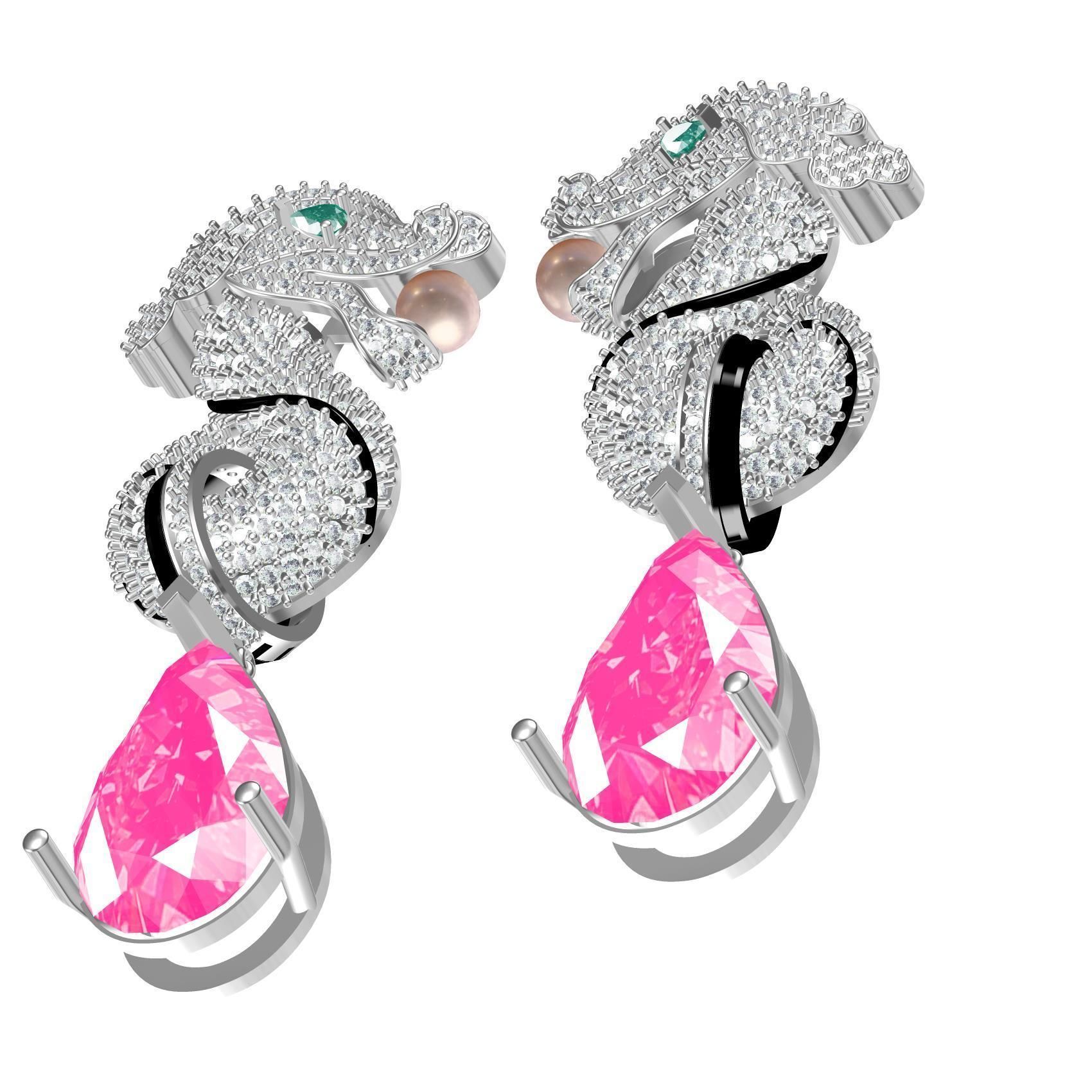 Seahorse Hip Hop Earring 3D print model_6