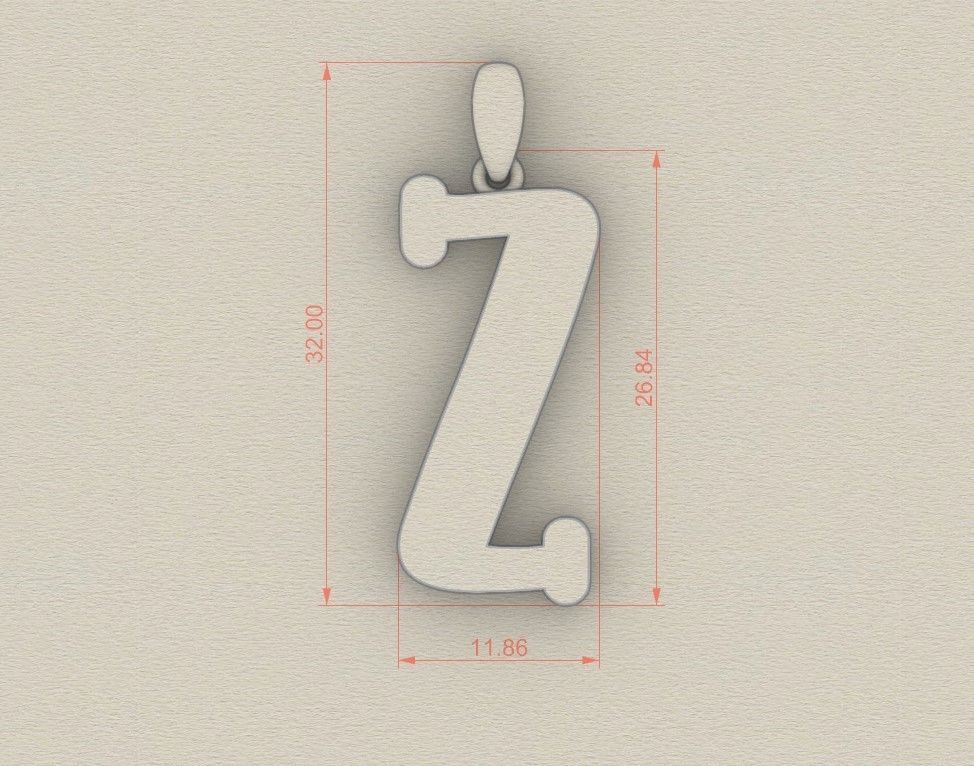 Model 1000 Z Bone Initial Letter Alphabet Pendant 3D print model_5