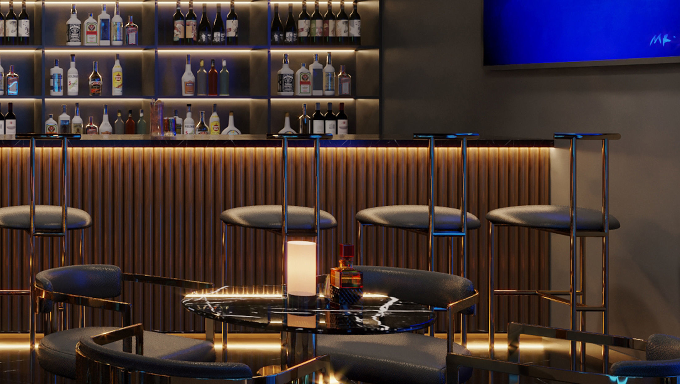 Contemporary Lounge Bar 3D model_2