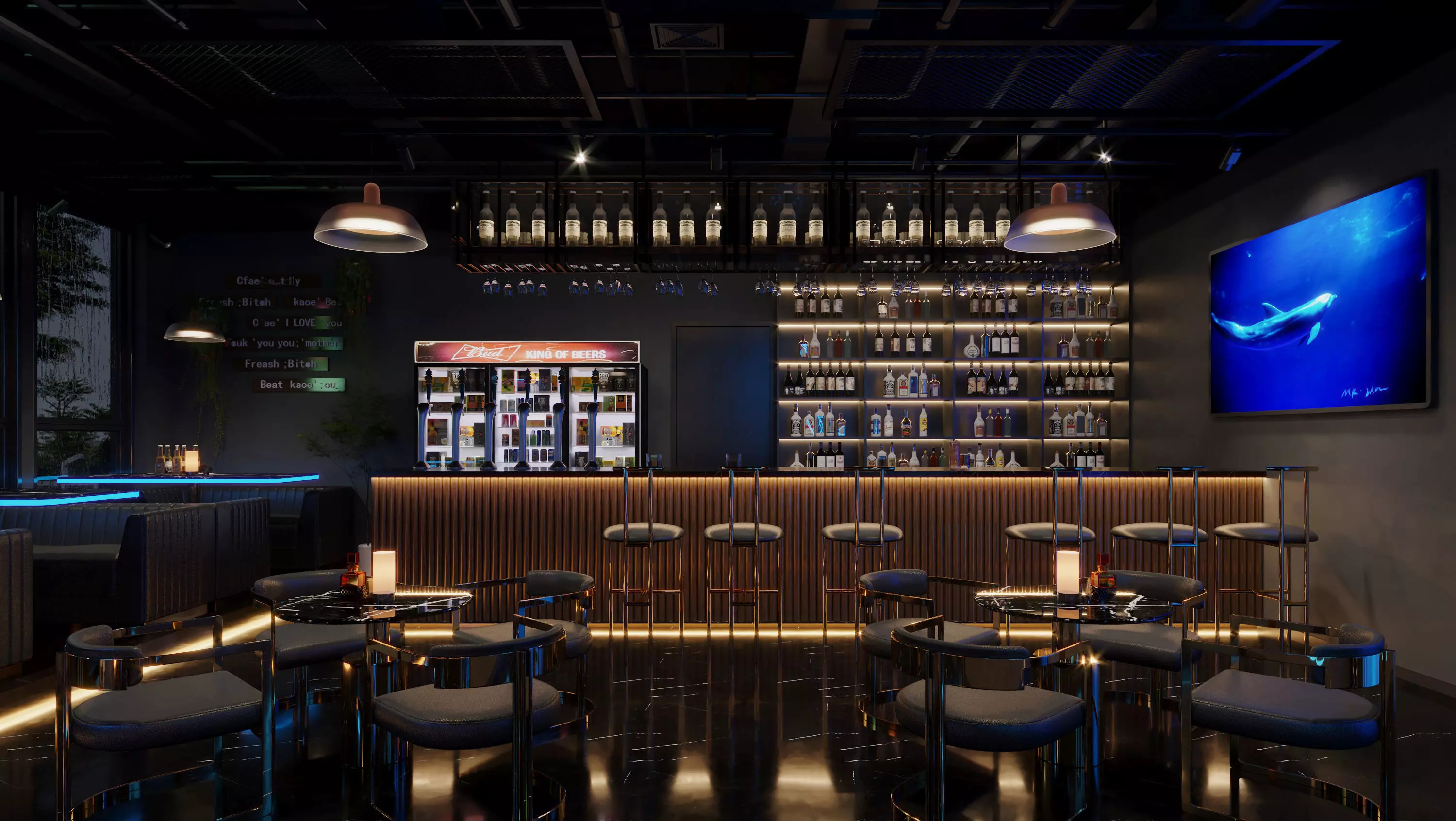 Contemporary Lounge Bar 3D model_0