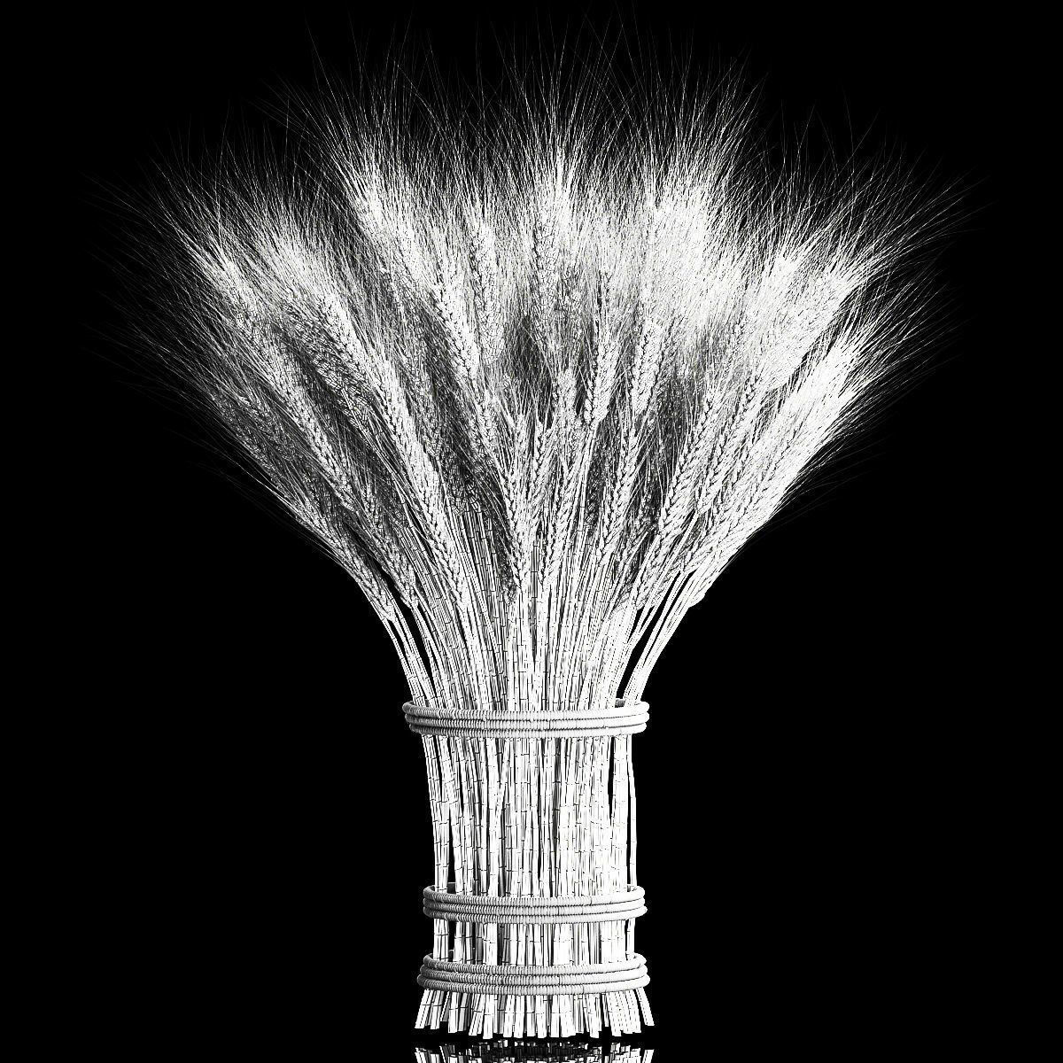 Decorative bouquet of green spikelets of wheat 286 3D model_7