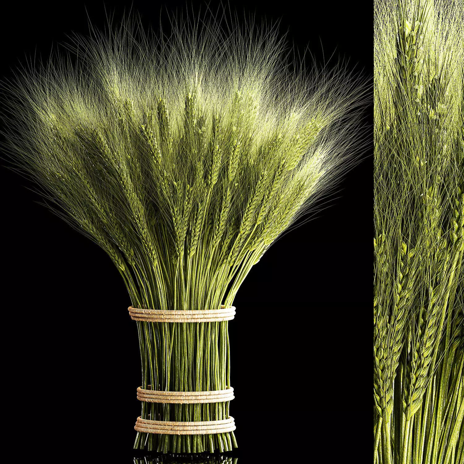 Decorative bouquet of green spikelets of wheat 286 3D model_0