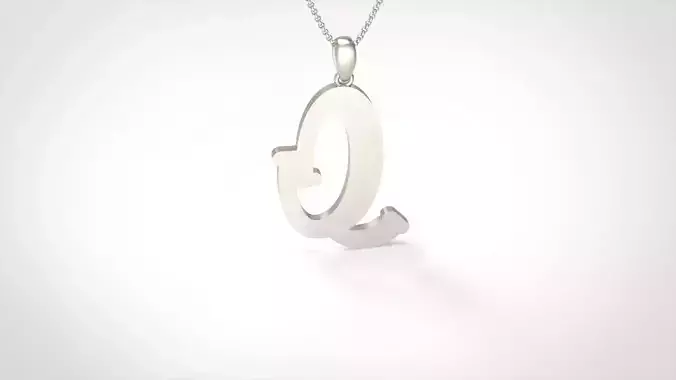 Model 1003 Q Bone Initial Letter Alphabet Pendant 3D print model