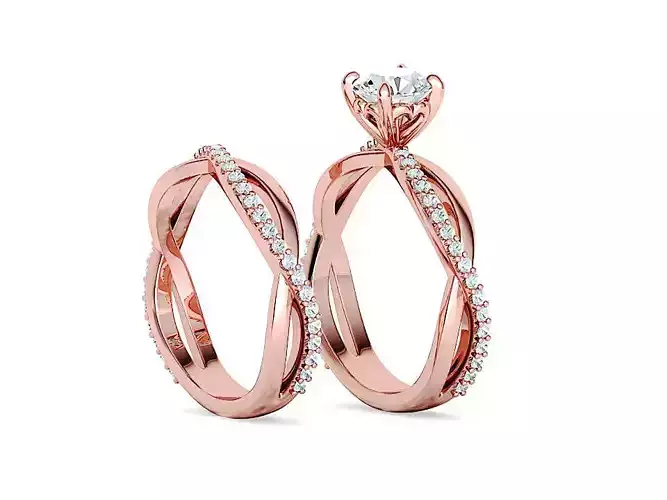 Sofia Wedding Set Engagement Ring and Matching band 