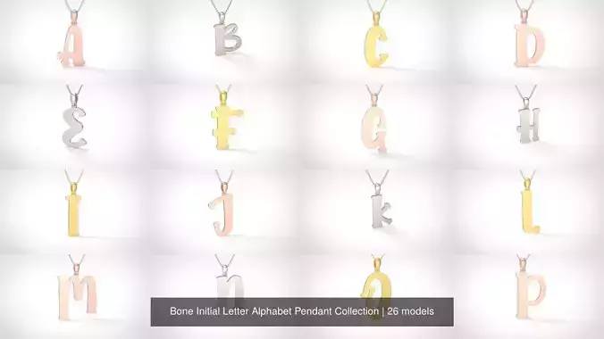 Bone Initial Letter Alphabet Pendant Collection 