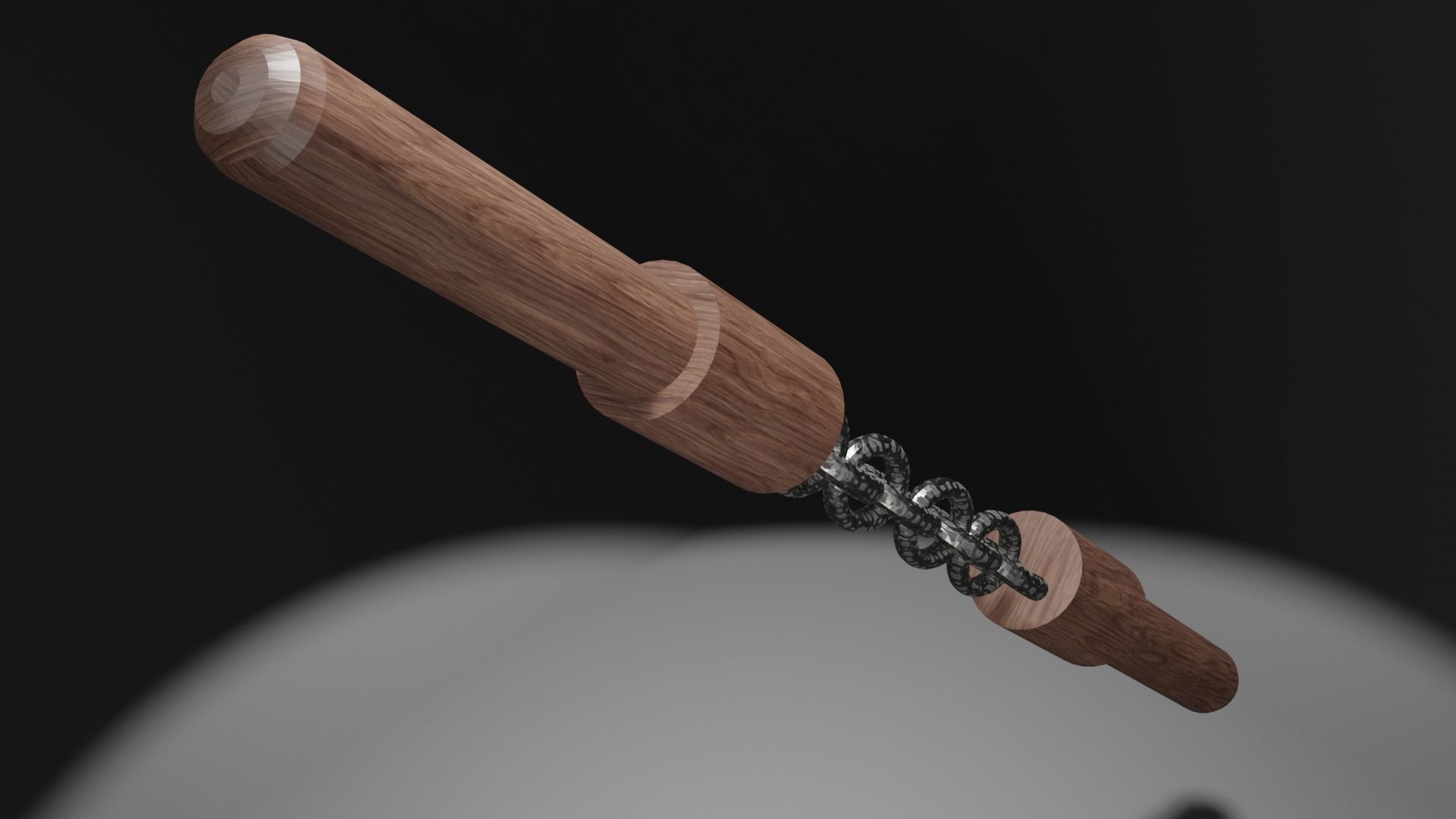 The nunchaku wooden sword Low-poly 3D model_1