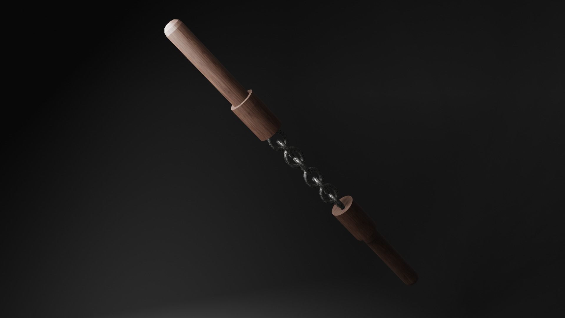 The nunchaku wooden sword Low-poly 3D model_3