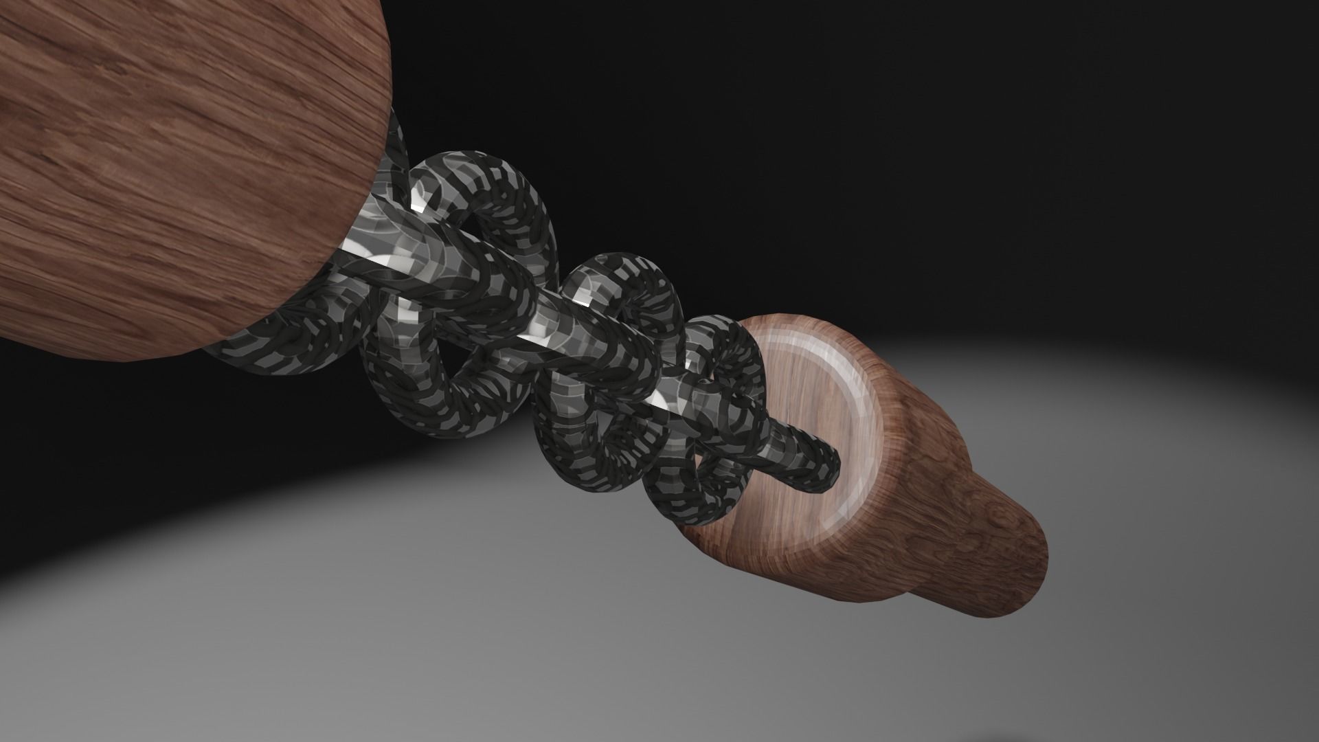The nunchaku wooden sword Low-poly 3D model_2