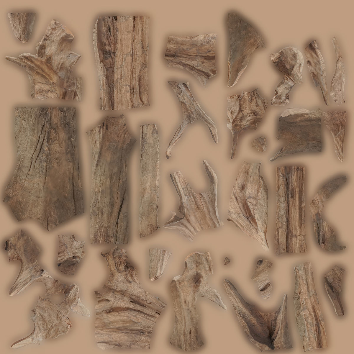 PSWooden001 scanned Wood chip Low-poly 3D model_24