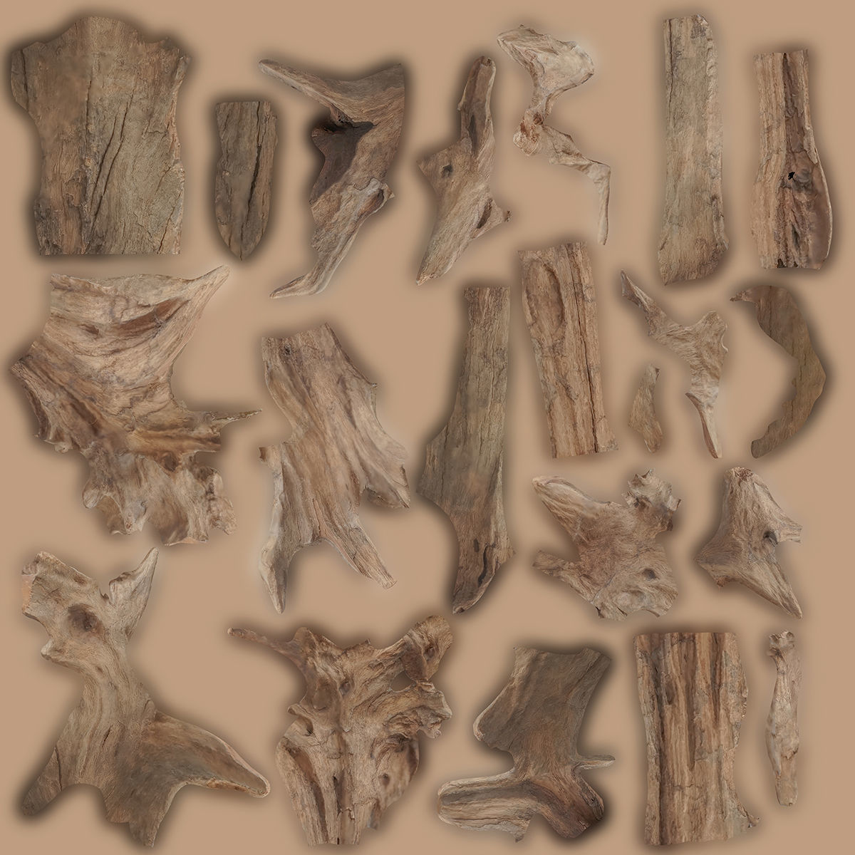 PSWooden001 scanned Wood chip Low-poly 3D model_23