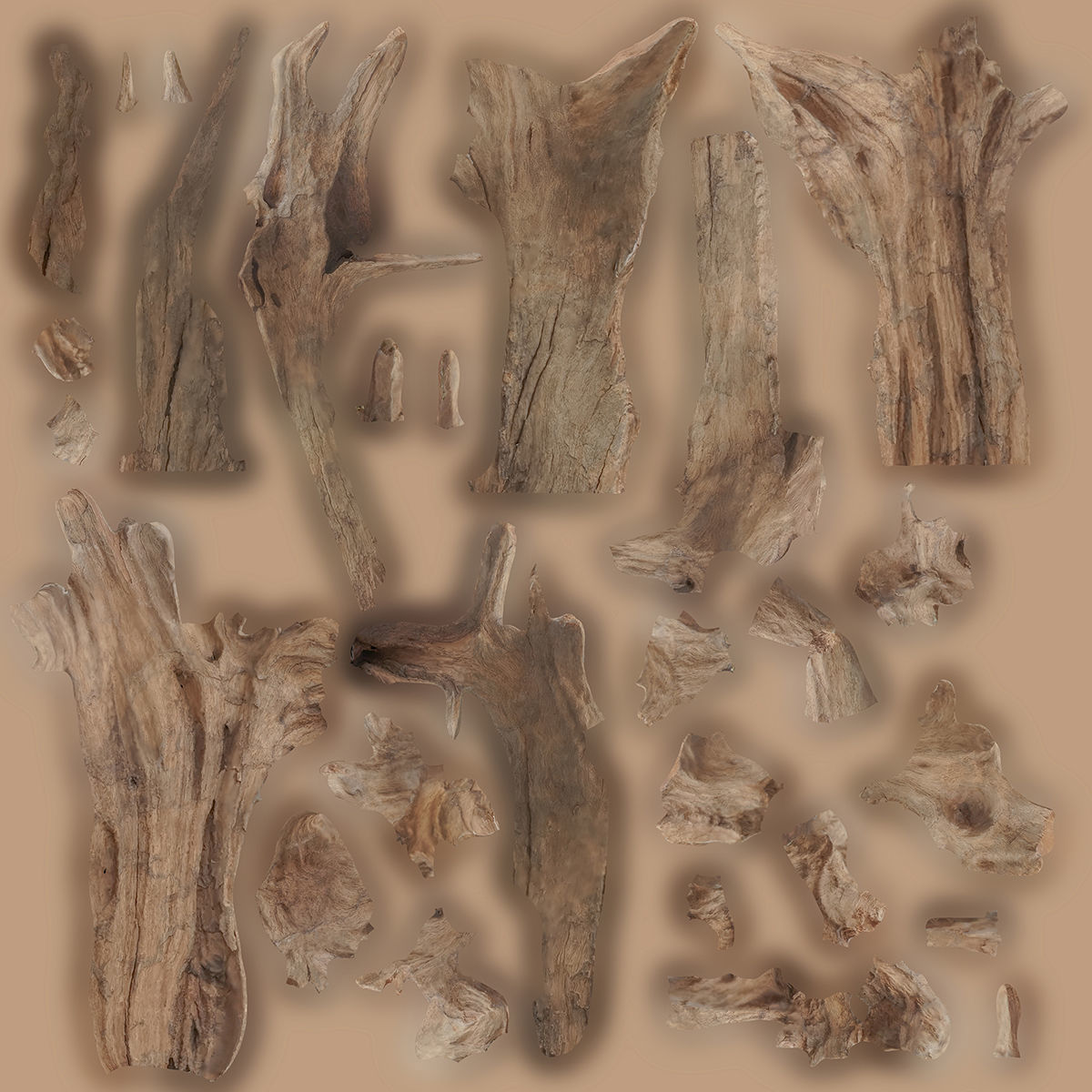 PSWooden001 scanned Wood chip Low-poly 3D model_22