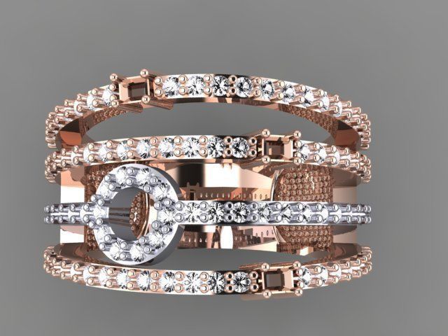 fashion-ring rose gold ring with diamonds 3D print model_1