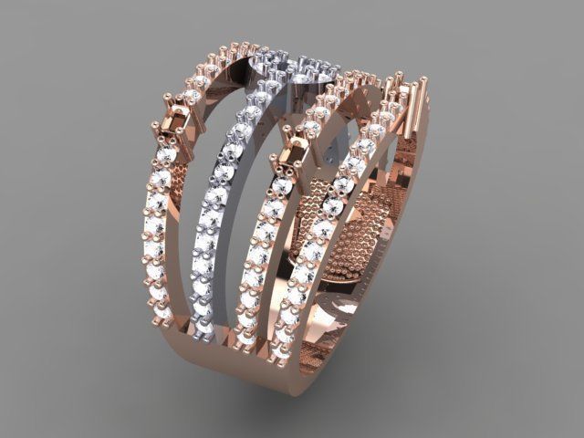 fashion-ring rose gold ring with diamonds 3D print model_5