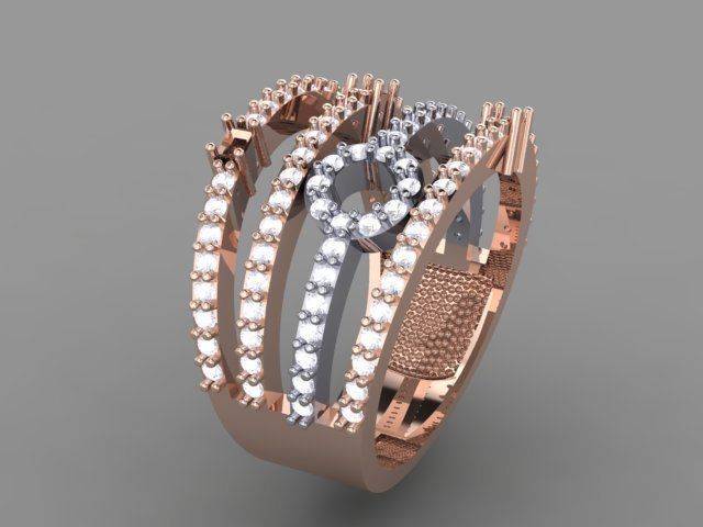 fashion-ring rose gold ring with diamonds 3D print model_4