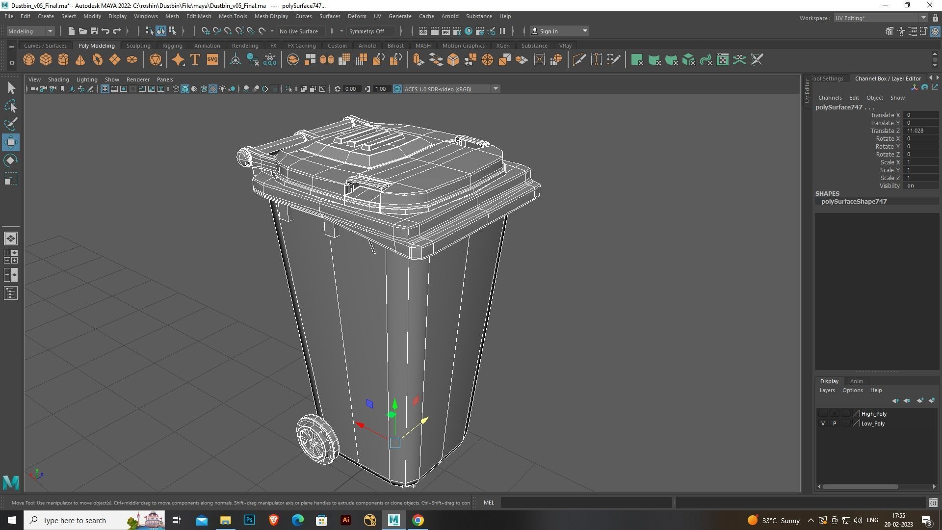 3D Dirty Dustbin Low-poly 3D model_8