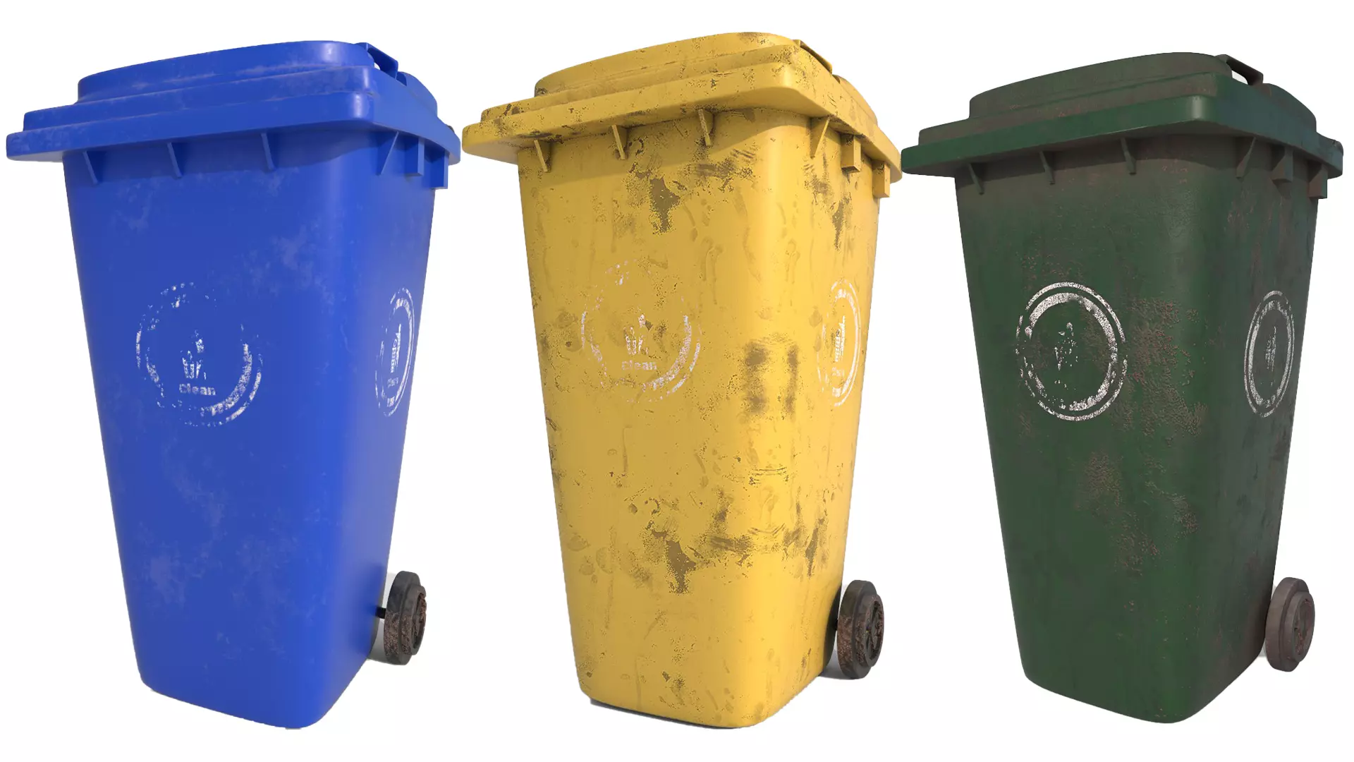 3D Dirty Dustbin Low-poly 3D model_0