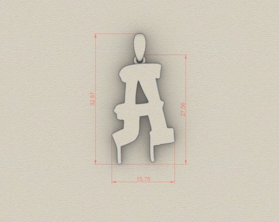 Model 1004 A Russelot Initial Letter Alphabet Pendant 3D print model_5