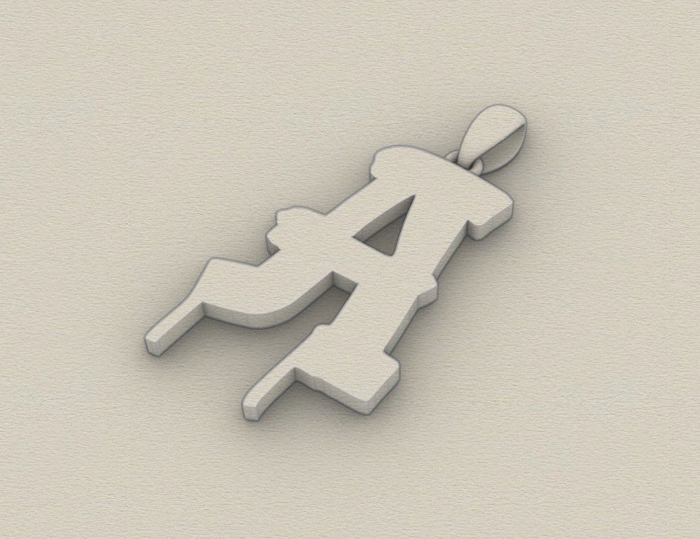 Model 1004 A Russelot Initial Letter Alphabet Pendant 3D print model_8