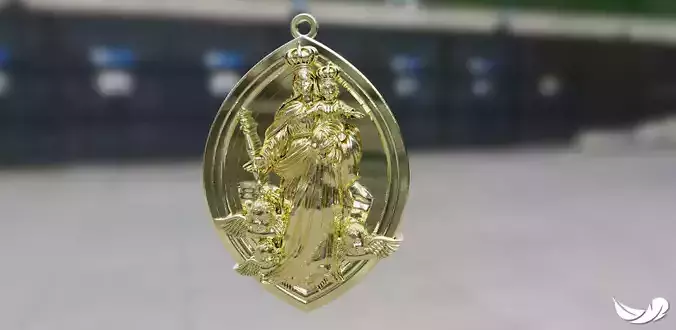 virgen gold medallion hanging on chain