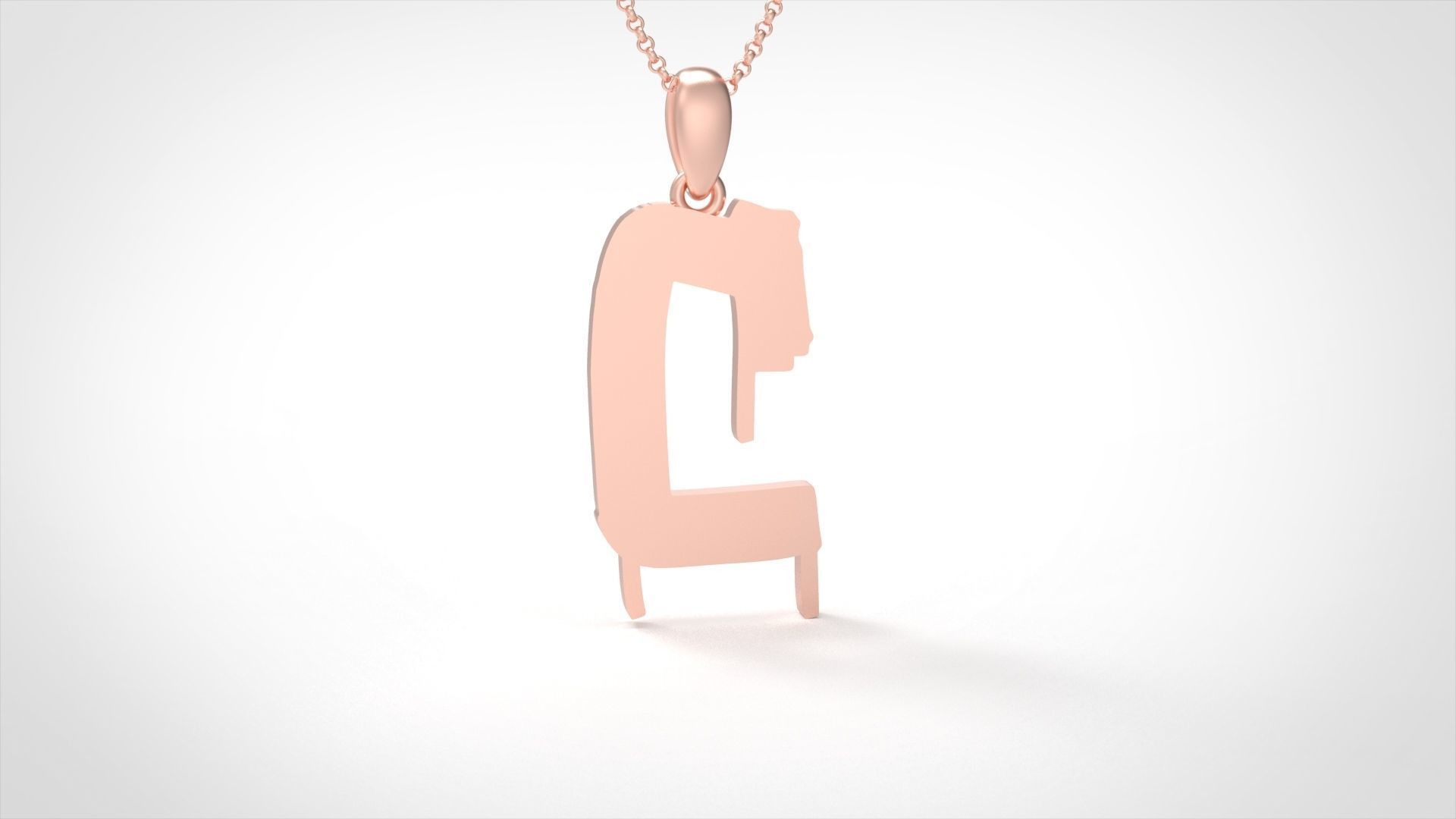 Model 1006 C Russelot Initial Letter Alphabet Pendant 3D print model_2