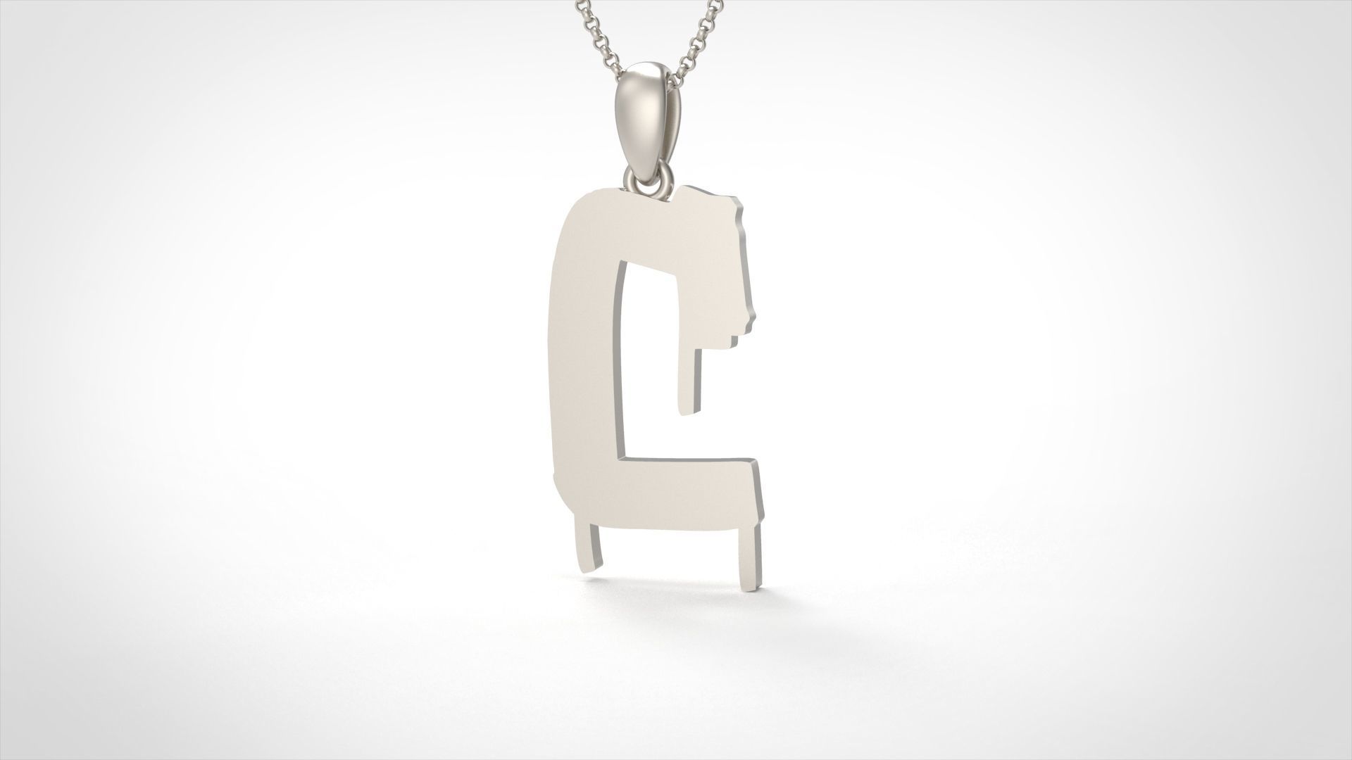 Model 1006 C Russelot Initial Letter Alphabet Pendant 3D print model_4