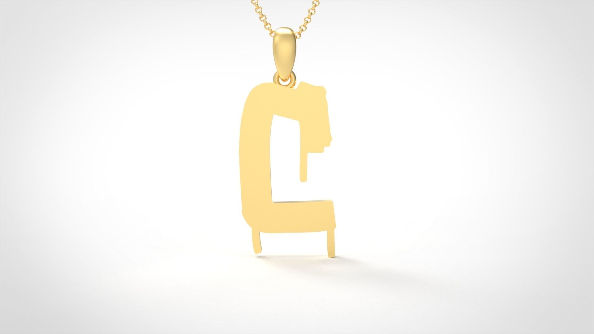 Model 1006 C Russelot Initial Letter Alphabet Pendant 3D print model_3