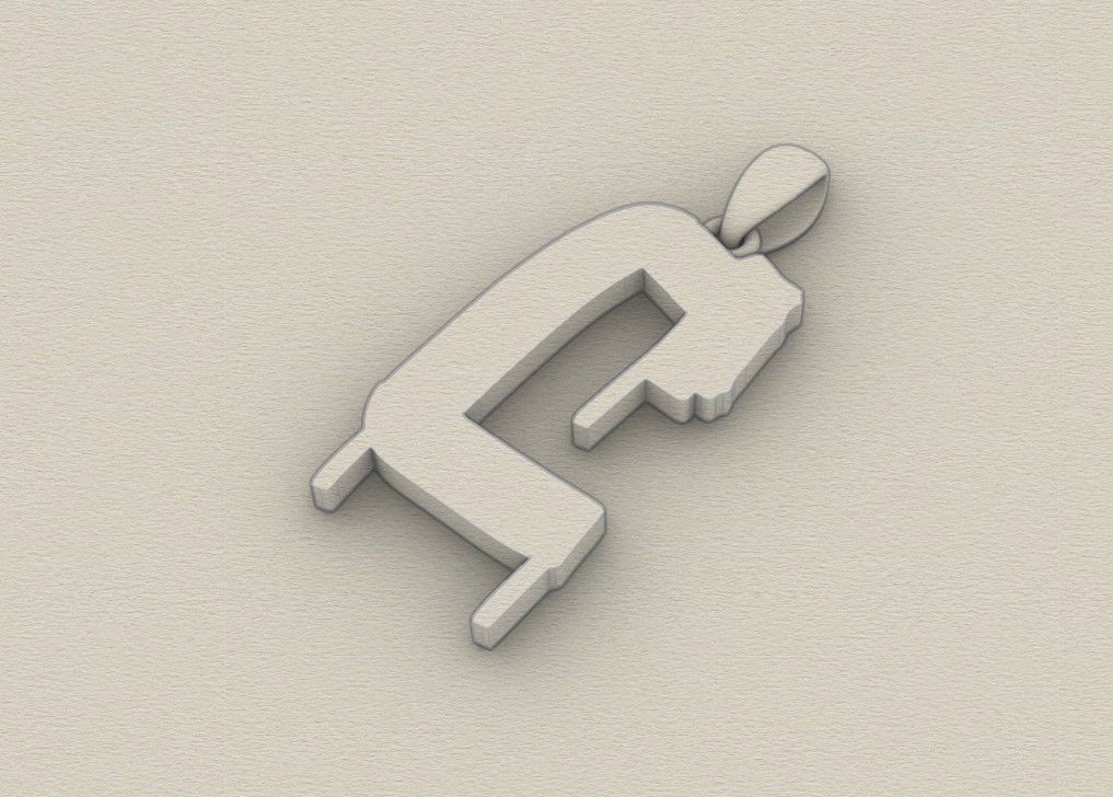 Model 1006 C Russelot Initial Letter Alphabet Pendant 3D print model_8