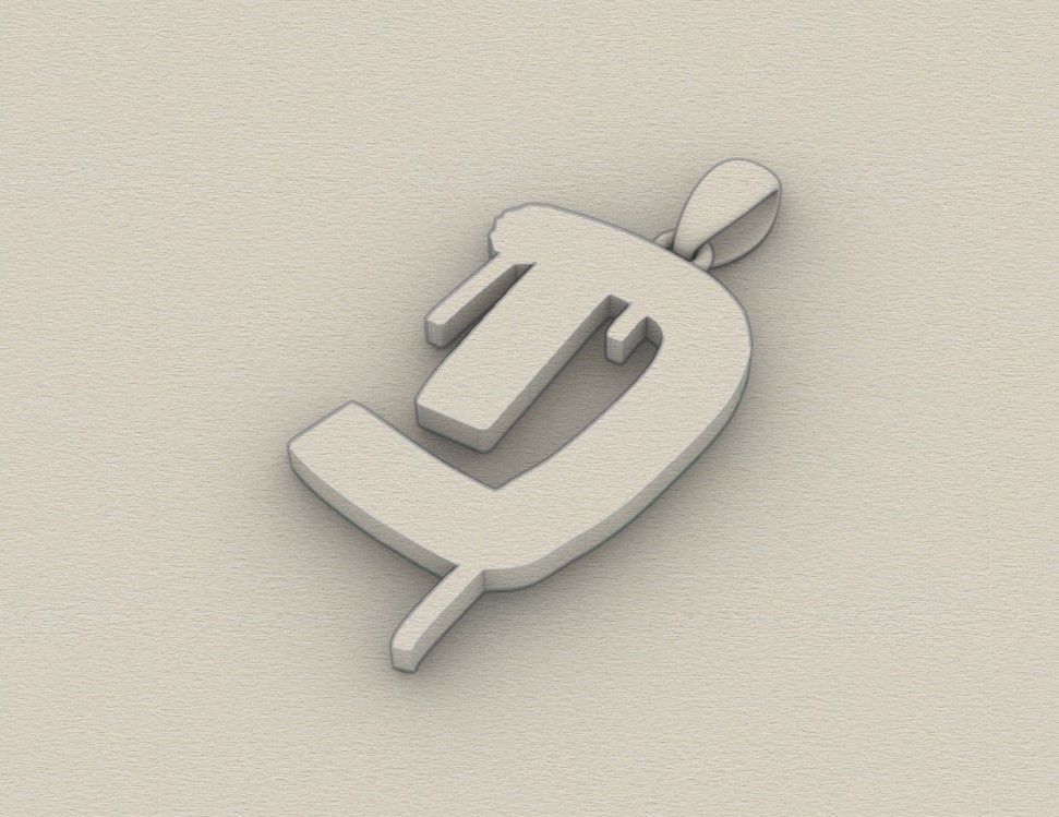 Model 1007 D Russelot Initial Letter Alphabet Pendant 3D print model_9