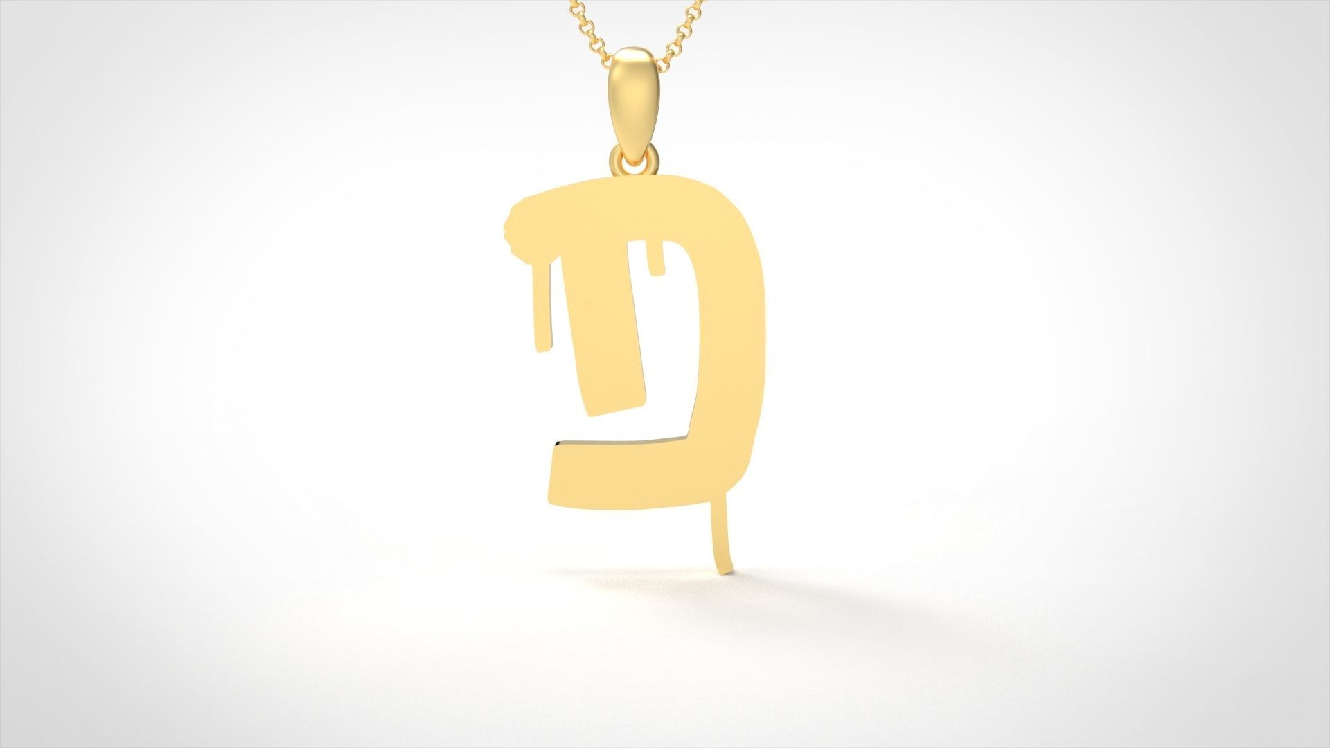 Model 1007 D Russelot Initial Letter Alphabet Pendant 3D print model_3