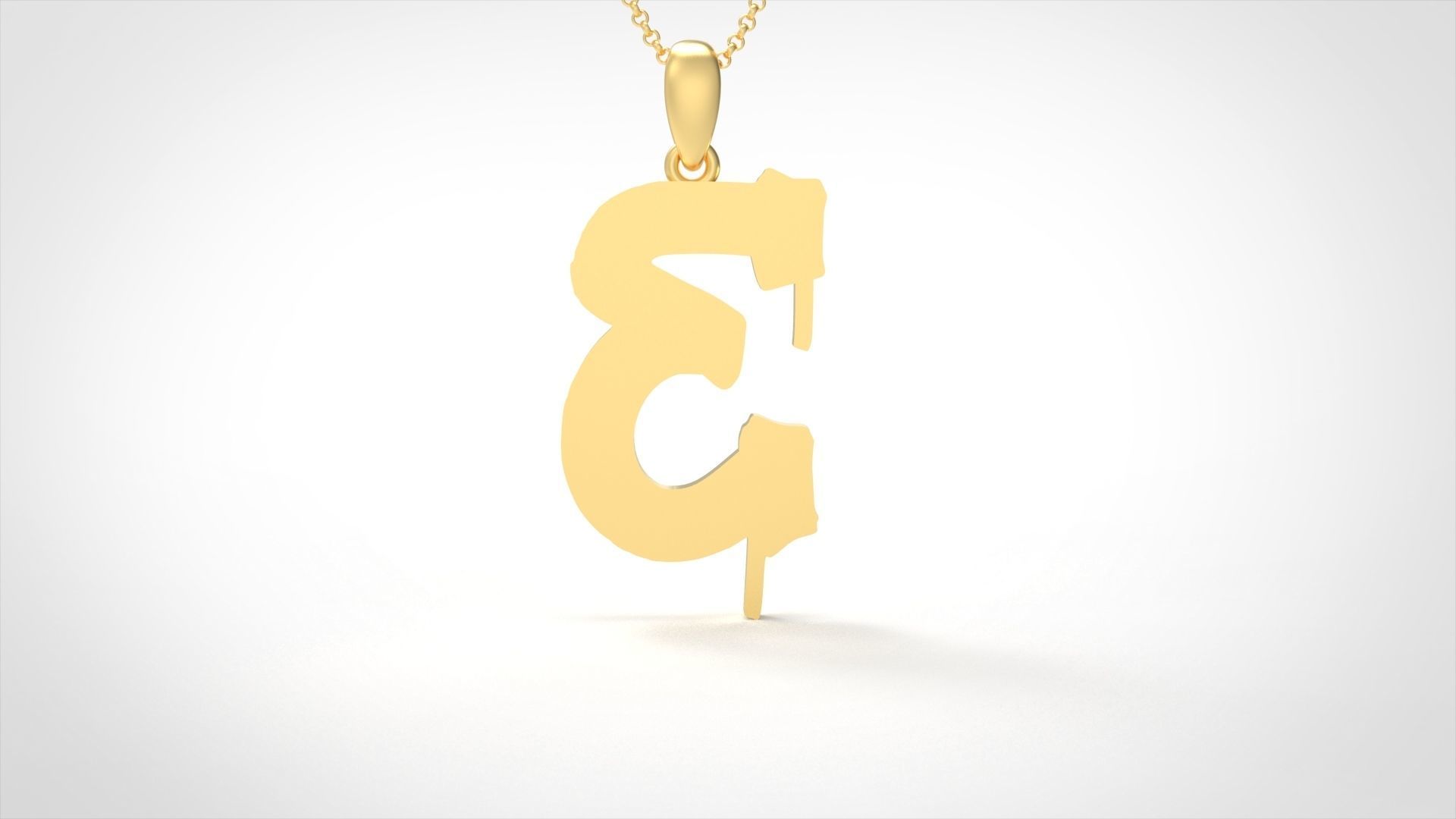Model 1008 E Russelot Initial Letter Alphabet Pendant 3D print model_4
