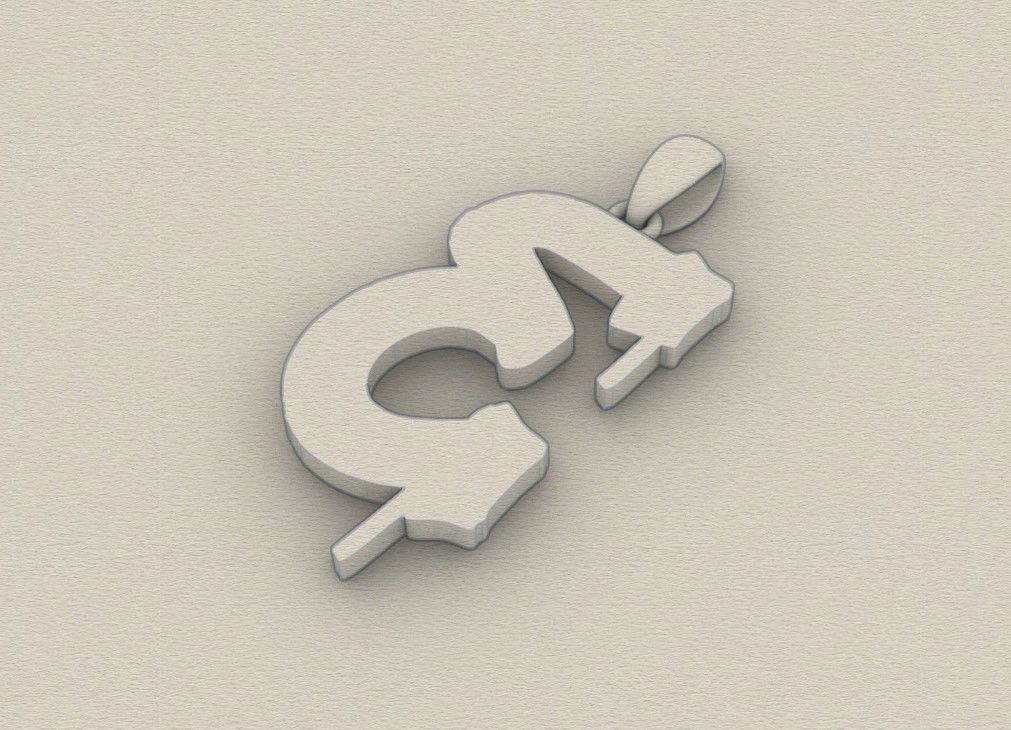 Model 1008 E Russelot Initial Letter Alphabet Pendant 3D print model_8