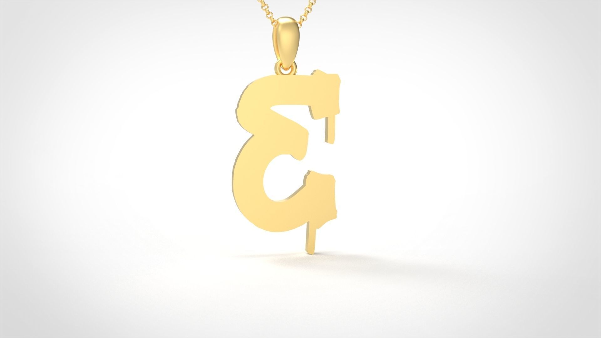 Model 1008 E Russelot Initial Letter Alphabet Pendant 3D print model_2
