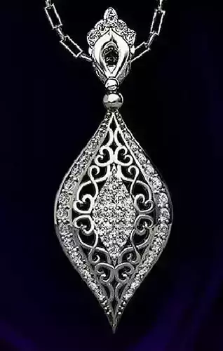 3D necklace pendant with diamonds