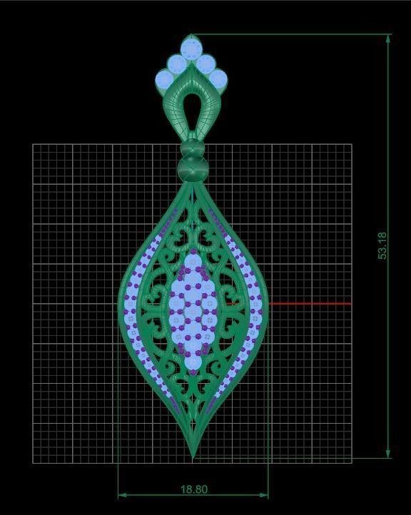 3D necklace pendant with diamonds Free 3D print model_1