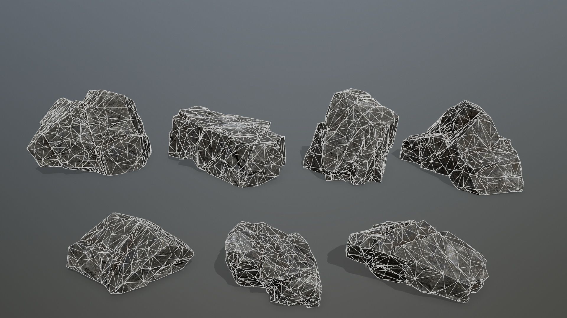 Rock Set 15 Low-poly 3D model_16
