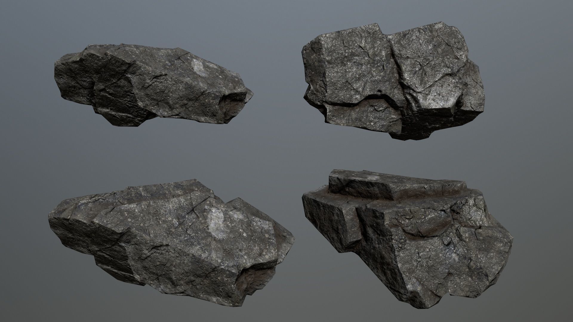 Rock Set 15 Low-poly 3D model_7