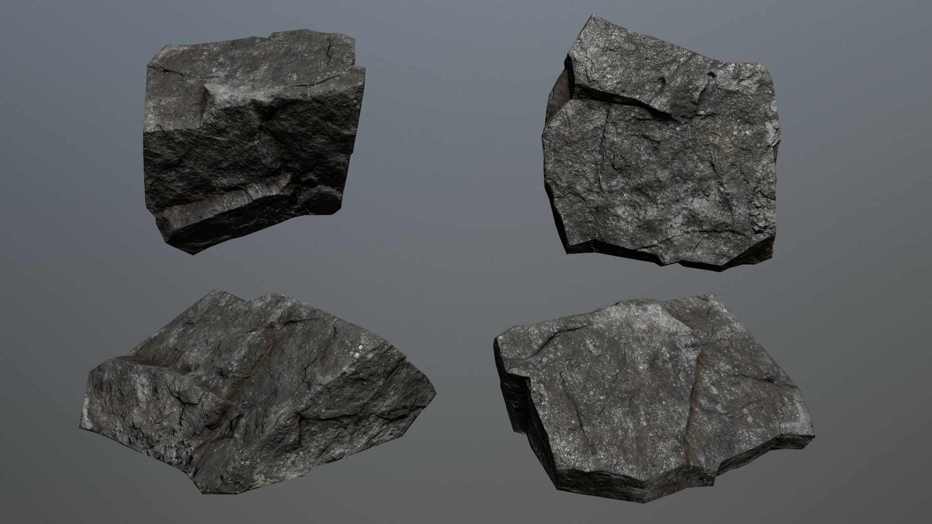 Rock Set 15 Low-poly 3D model_4