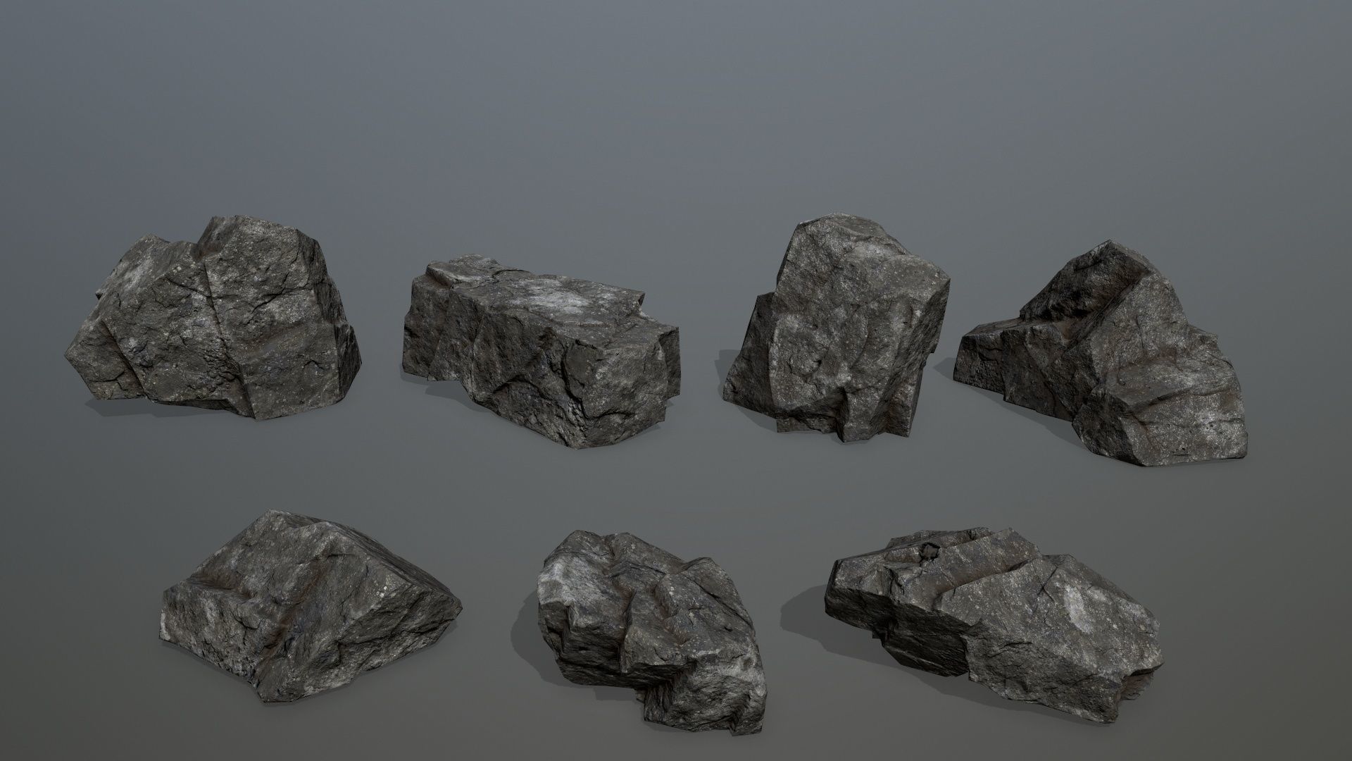 Rock Set 15 Low-poly 3D model_1