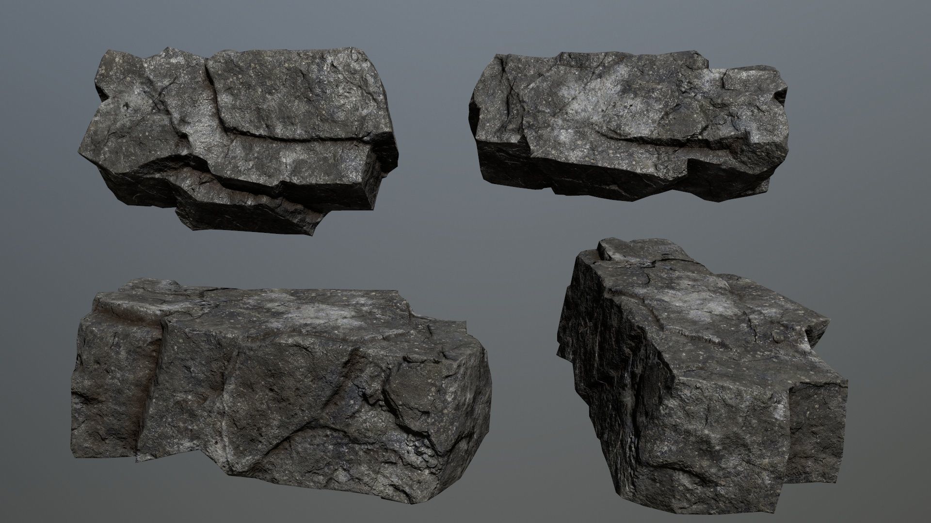 Rock Set 15 Low-poly 3D model_2