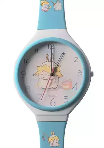 3D Quartz Clock Blue  Low-poly 3D model