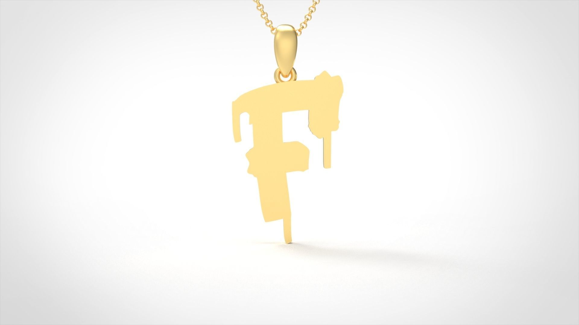 Model 1009 F Russelot Initial Letter Alphabet Pendant 3D print model_3