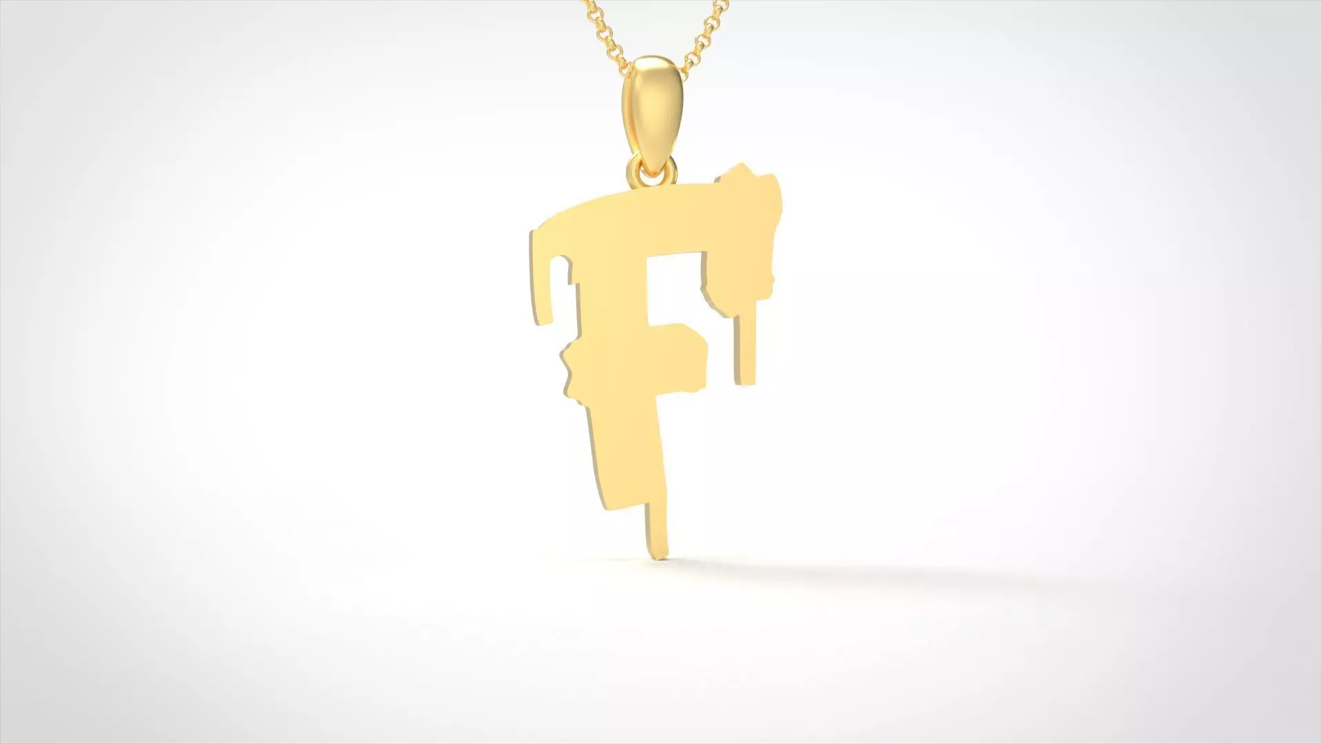 Model 1009 F Russelot Initial Letter Alphabet Pendant 3D print model_0